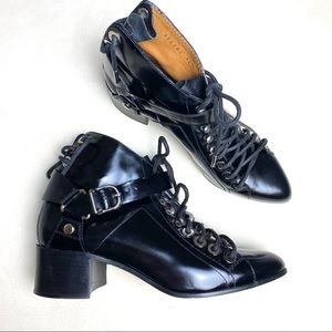 Balenciaga Lace-Up Patent Leather Ankle Boots